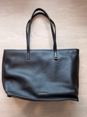 Bandolier Black Leather Laptop Tote